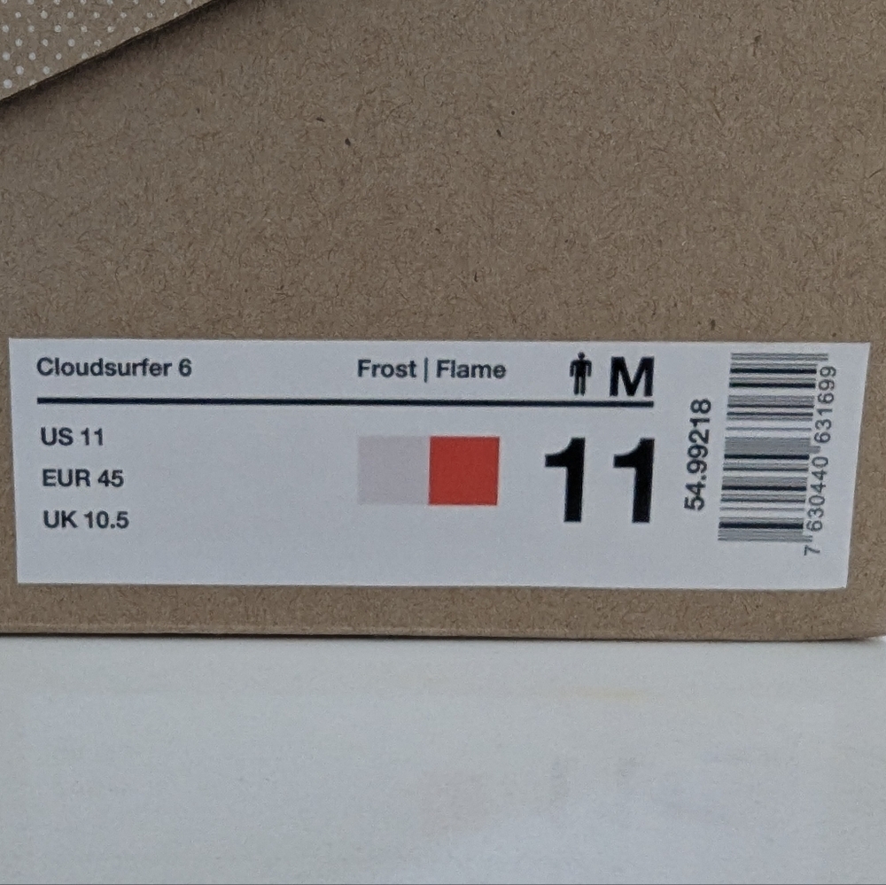 Never Worn, Still In Box! On Cloudsurfer 6 Running Shoes Frost Flame Men 11 - Picture 5 of 5